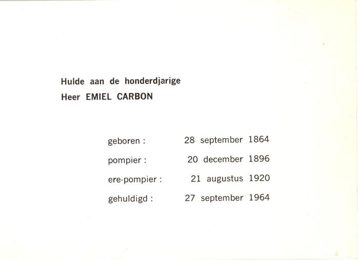 Fotoreportage over de viering van de 100 jarige Emiel Carbon.