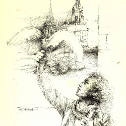 Pentekening van Albrecht Rodenbach - standbeeld van bekende Vlaamse dichter, Roeselare, 1856-80, 