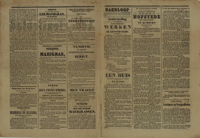 Roeselaars Nieuws- en advententieblad, Roeselare, 23 juni 1860
