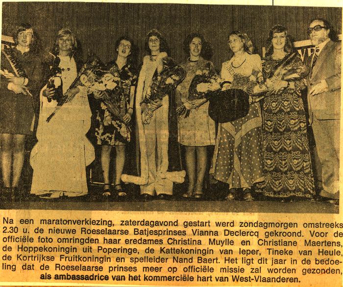 De officiële foto van de bekroning van de nieuwe batjesprinses Declercq Vianna
