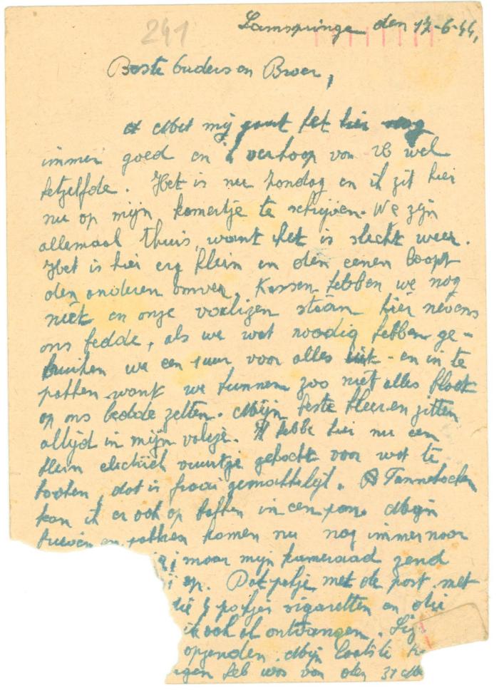 Briefkaarten van Gaston Vallaey aan ouders, Lamspringe 17 en 20 juni 1944
