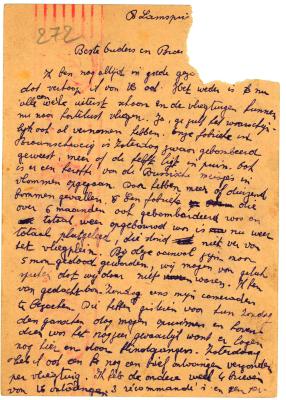 Briefkaart en brief van Gaston Vallaey aan ouders, Lamspringe 8 en 9 augustus 1944