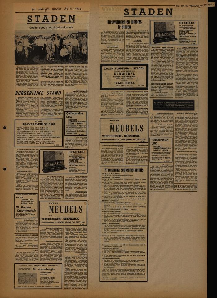 Het Wekelijks Nieuws, 29 en 31 augustus 1973