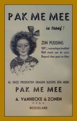 Promotiemateriaal voor pudding Pak me Mee, Roeselare