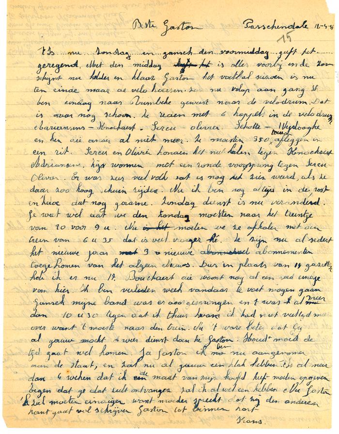 Brieven van moeder Vallaey aan Gaston, Passendale 16, 20 april 1944