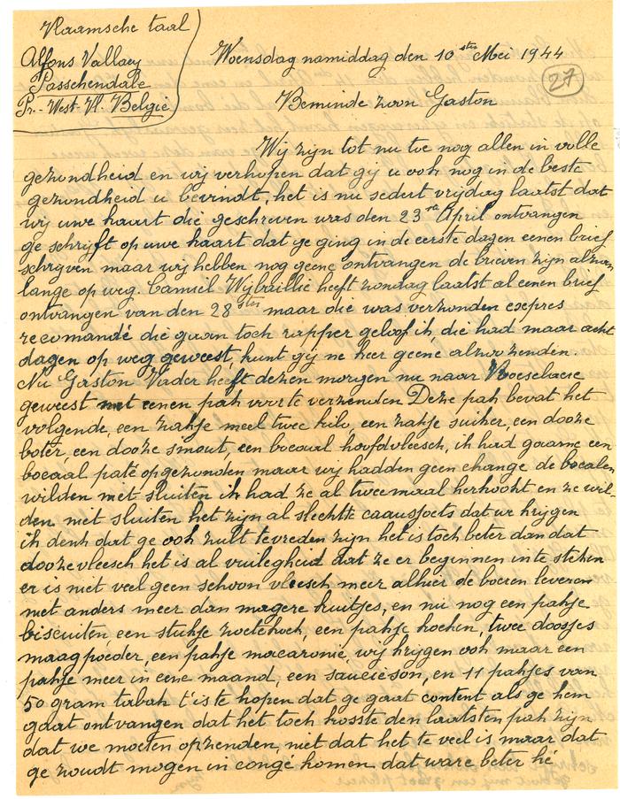 Brieven van moeder Vallaey aan Gaston, 10, 18 mei 1944