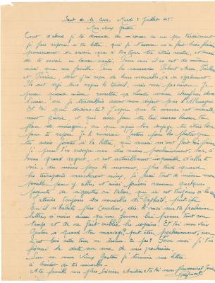 Brief van Franse werkmakker aan Gaston, Saut de la Cuve (Fr.), 3 juli 1945