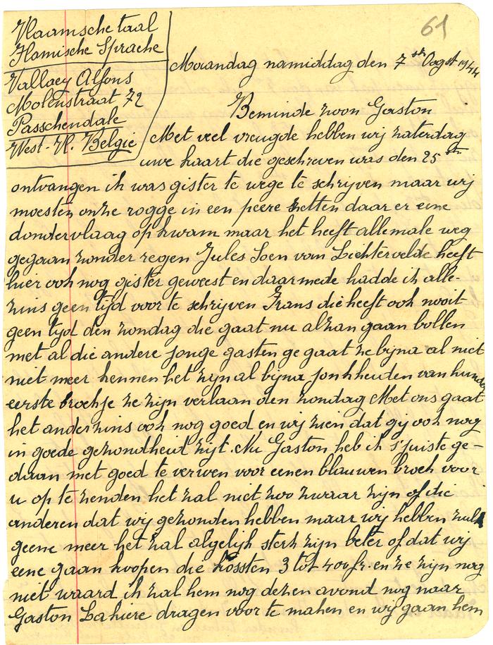 Brieven van moeder Vallaey aan Gaston, Passendale 4 en 9 augustus 1944