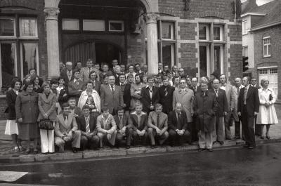 Voetbalclub SV ontvangen op gemeentehuis, Moorslede 1976