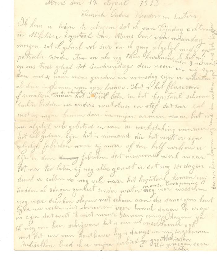 Jules Verhoye, brief 17 april 1913