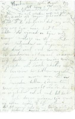Jules Verhoye, brief 10 augustus 1914