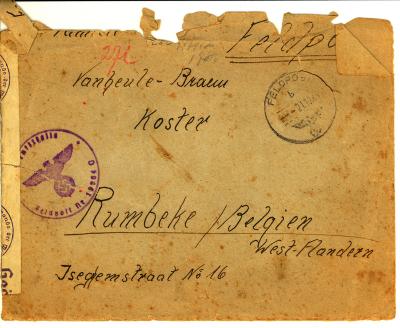 Brief aan familie Vanheule van een Duitse soldaat, WO II