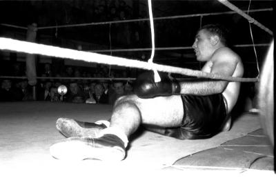 Bokswedstrijd met Cotijn, match in Gullegem, 1957