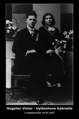 Huwelijke Victor Camille Hugelier - Gabriella Maria Uyttenhove, Ingelmunster, 1937