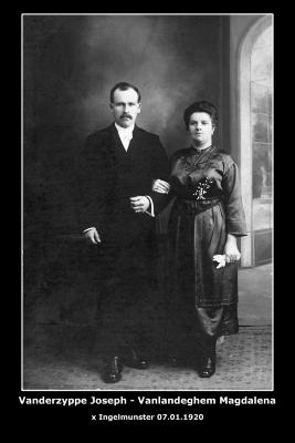 Huwelijk Joseph Vanderzyppe - Vanlandeghem Magdalena, Ingelmunster, 1920