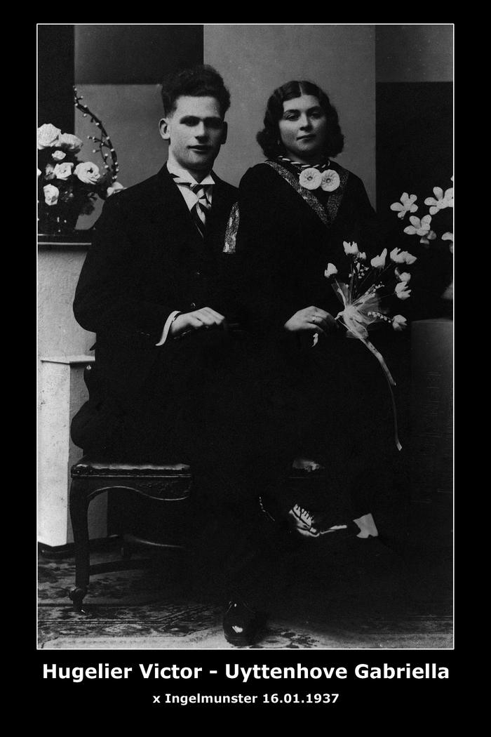 Huwelijke Victor Camille Hugelier - Gabriella Maria Uyttenhove, Ingelmunster, 1937