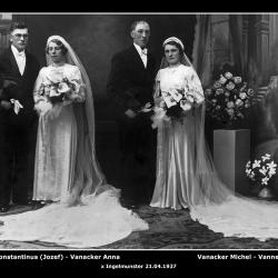 Huwelijk Constantinus Vanneste - Anna Vanacker + Michel Vanacker - Martha Vanneste, Ingelmunster, 1937