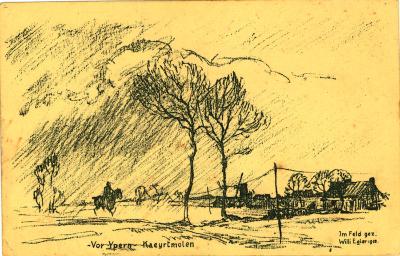 Pentekening Kaeyrtmolen Ieper