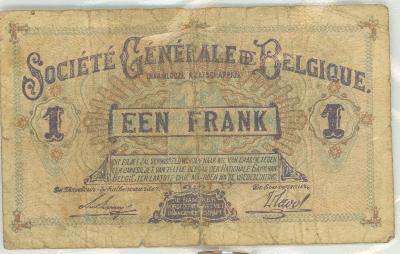 Oud geld type Société Générale de Belgique 1BFR, 2BFR, 5BFR en 20BFR