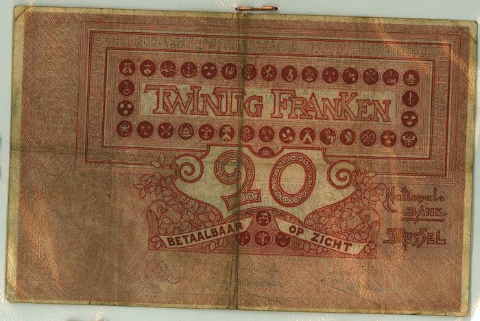 Oud geld type 1894, 20 BFR