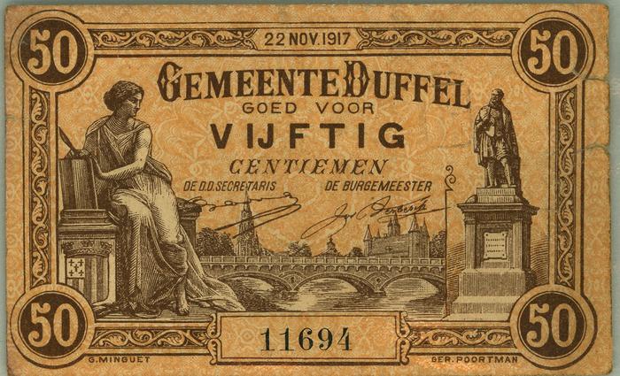 Noodgeld WO I, Duffel