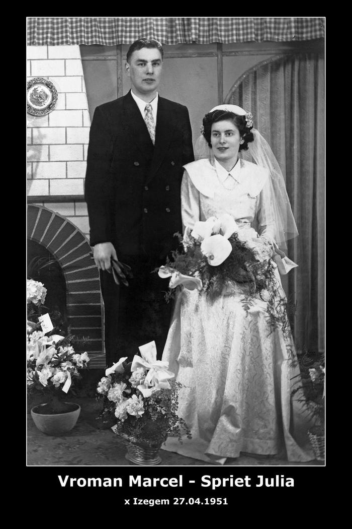 Vroman Marcel Leo en Spriet Julia Maria, Izegem, 1951
