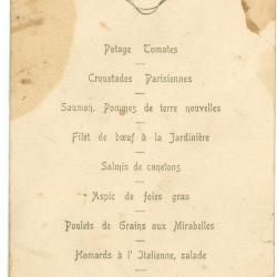 Franstalige menukaart 1912