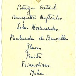 Franstalige menukaart 1950