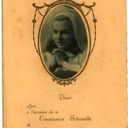 Franstalige menukaart Plechtige Communie 1945