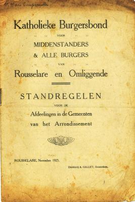 Standregelen voor de Katholieke Burgersbond , Roeselare, 1925