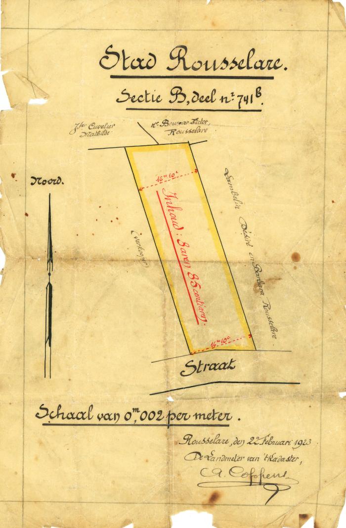 Een opmetingsplan van een perceel bouwgrond, Roeselare, 1923