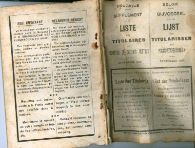 Lijst titularissen postcheckrekeningen, 1922