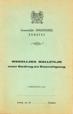 Wekelijks bulletijn Gemeentelijk Jongensschool, Rumbeke, 1965