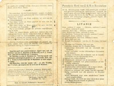 De litanie van de H. Nicolaus van Tolentijn, Roeselare
