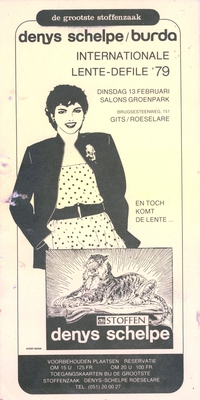 Uitnodiging internationale lente-defile, Roeselare, 1979