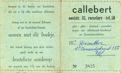Klantenkaart Callebert, Roeselare
