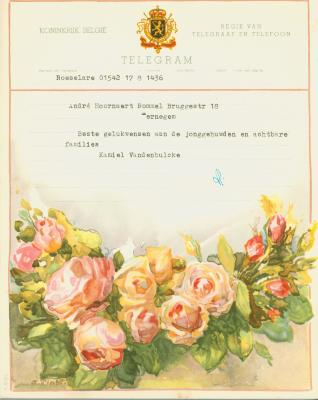 Huwelijkstelegrammen voor de familie Hoornaert-Rommel