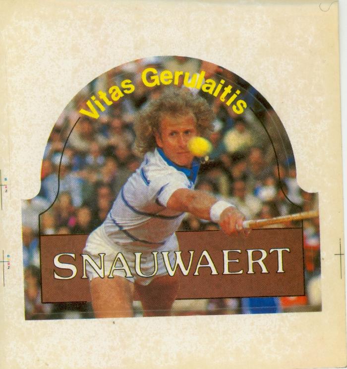 Stickers met foto van tennisspeler Vitas Gerulaitis met Roeselaarse sponsor