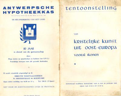 Catalogus tentoonstelling " Ikonen", Roeselare, 1962