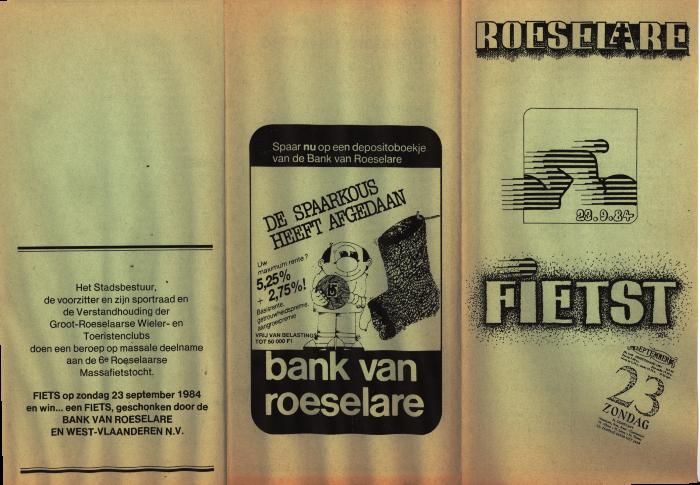 Flyer van Roeselare fietst, Roeselare,  1984-1985