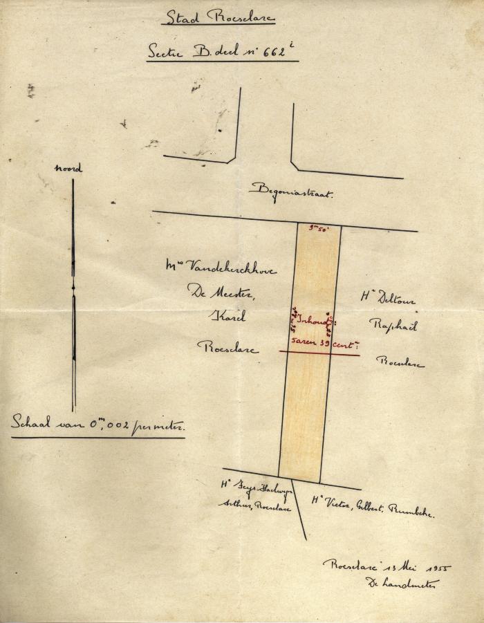 Meetplan stuk grond, Roeselare, 1955