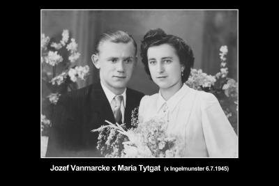 Huwelijksfoto Jozef Vanmarcke en Maria Tytgat, Ingelmunster, 1945