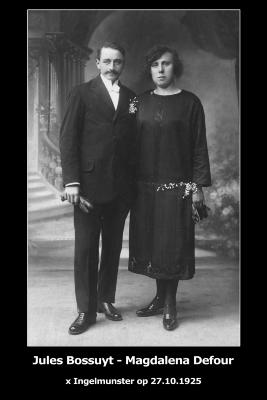 Huwelijksfoto Jules Bossuyt en Magdalena Defour, Ingelmunster, 1925