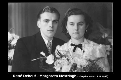 Huwelijksfoto René Debeuf en Margareta Mestdagh, Ingelmunster, 1948 