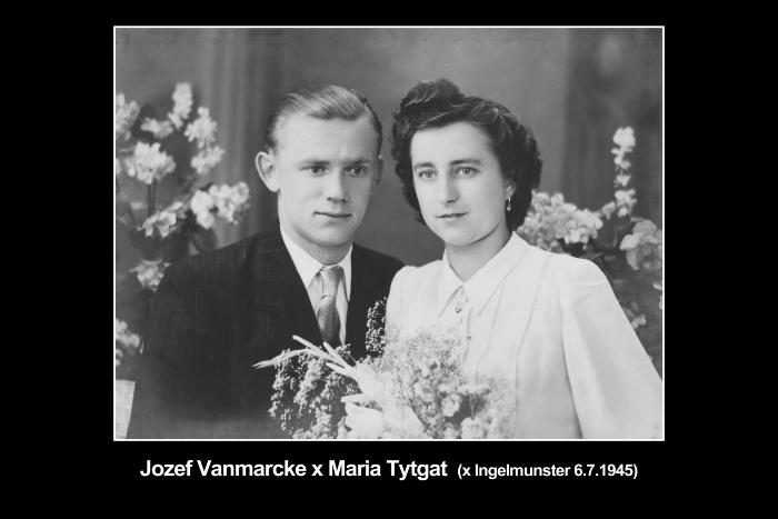 Huwelijksfoto Jozef Vanmarcke en Maria Tytgat, Ingelmunster, 1945