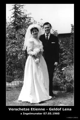 Huwelijksfoto Etienne Verschetze - Lena Geldof, Ingelmunster, 1960