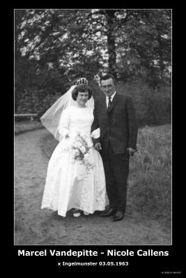 Huwelijksfoto Marcel Vandepitte - Nicole Callens , Ingelmunster, 1963