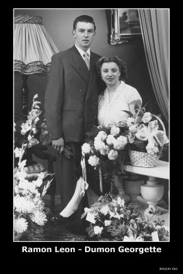 Huwelijksfoto Leon Ramon - Georgette Dumon , Izegem, 1954