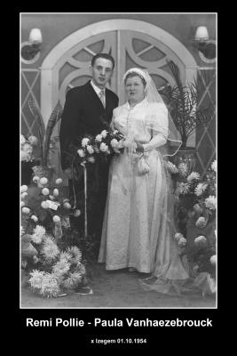 Huwelijksfoto Remi Pollie - Paula Vanhaezebrouck , Izegem, 1954 