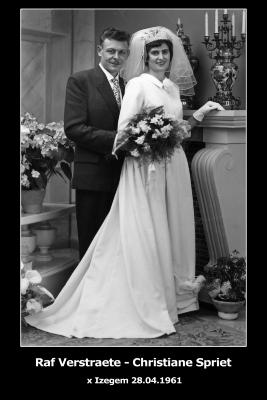 Huwelijksfoto Raf Verstraete - Christiane Spriet , Izegem, 1961